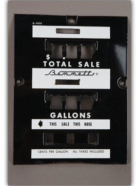 Vintage original Bennett Gas Pump Face H-4514 11in. x 8 1/2in. Porcelain coated